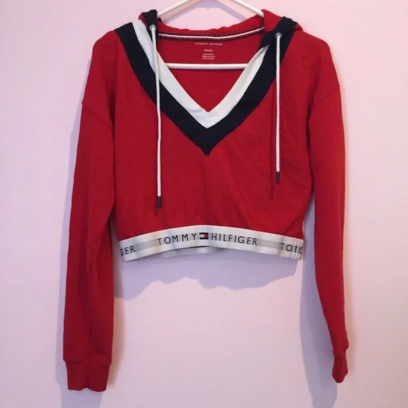 Tommy Hilfiger Elastic Cropped Hoodie Sweatshirt - Picture 3 of 5